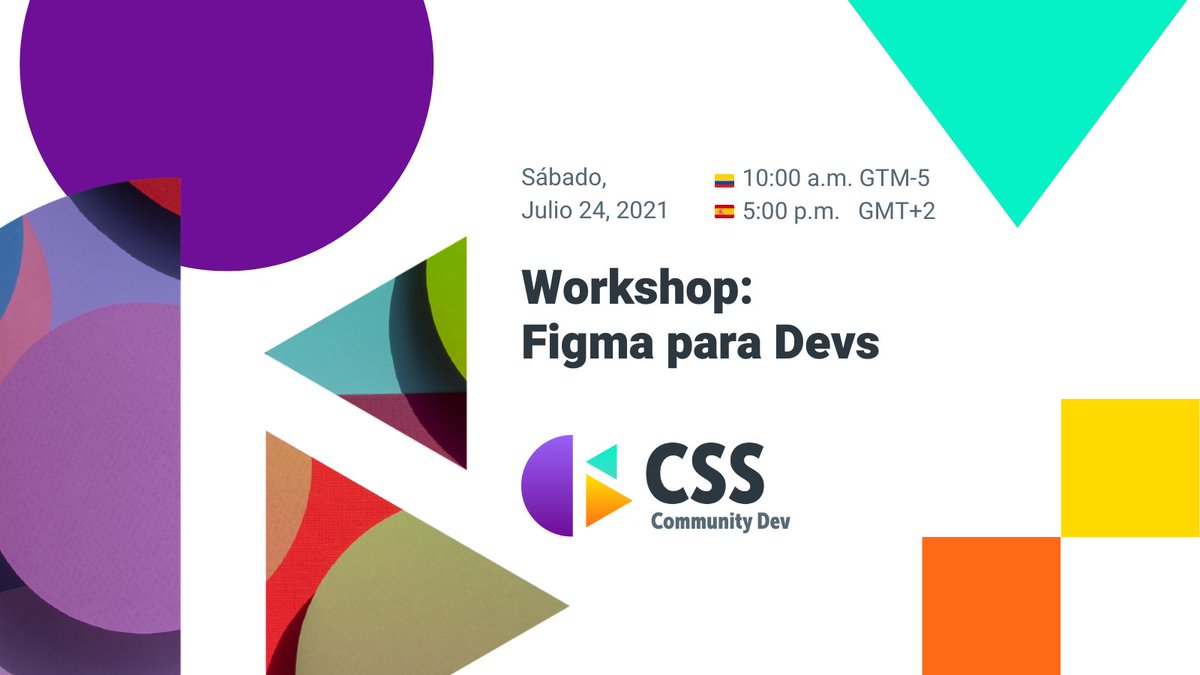 carmenansio's tweet image. No os perdáis el Workshop que impartiré en @medellincss de Figma para Devs 🎉
Inscripción necesaria ya que hay plazas limitadas, todos los detalles en el enlace. 🌎
🗓Sábado 24 de Julio de 2021.
⏰10:00 a.m GMT-5 🇨🇴, 5:00 p.m. GMT+2 🇪🇸