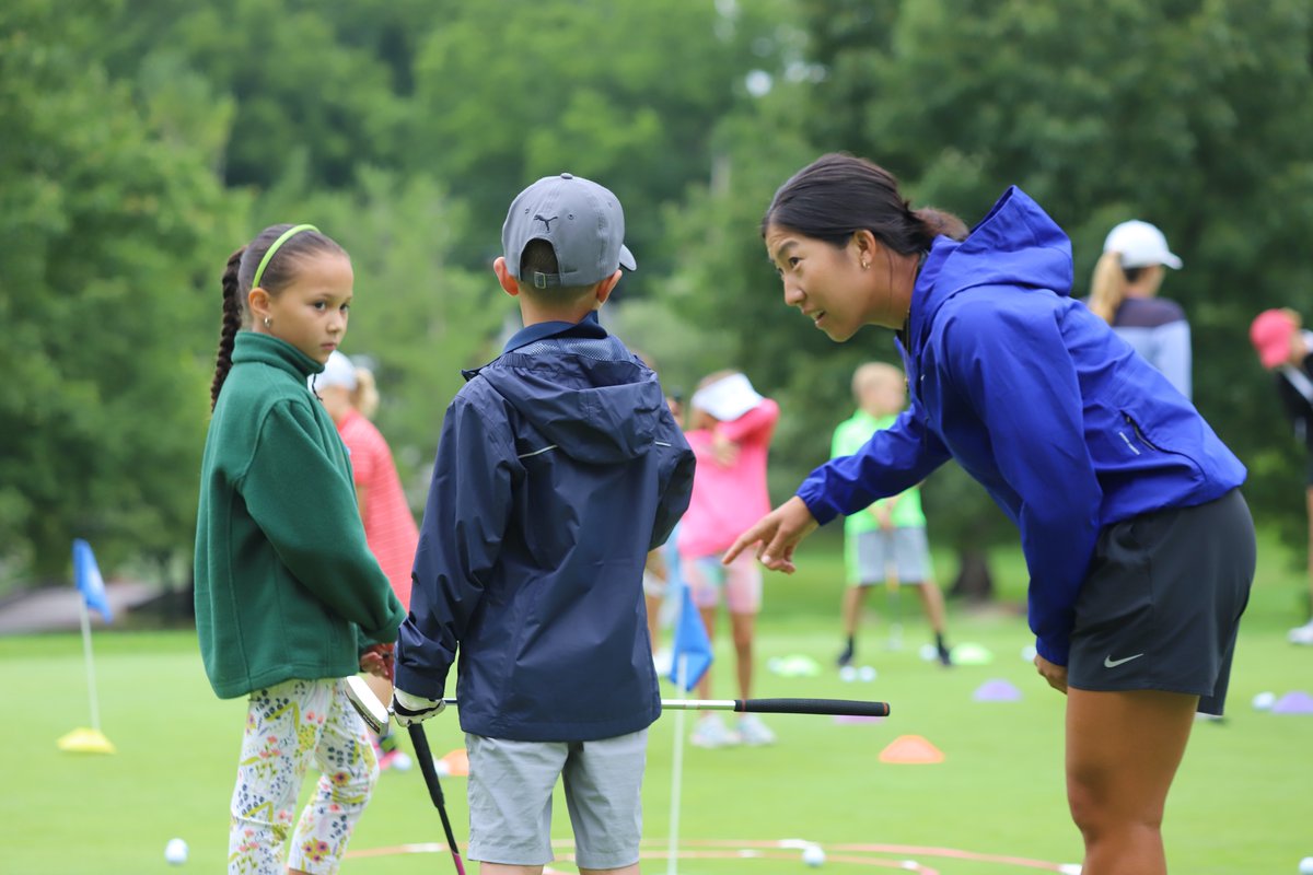 We had so much fun with all the kids who came out to learn from our #Road2LPGA Members this morning at Brook Lea Country Club. #DDCUClassic