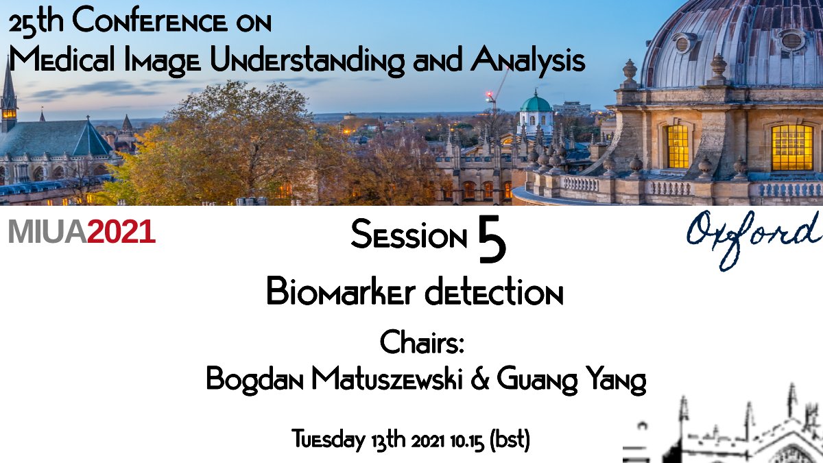 miua2025's tweet image. Welcome to Session 5 on Biomarker detection

Session chairs:  Bogdan Matuszewski &amp;amp; Guang Yang (@gyangMedIA)

#BiomarkerDetection #MIUA2021