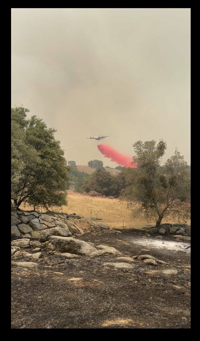 My bro cutting lines and working hotspots on the #RiverFire .  He says where they are is “difficult and dangerous” but they’re in good spirits despite conditions. #climatechangeisreal #CAWILDFIRES
