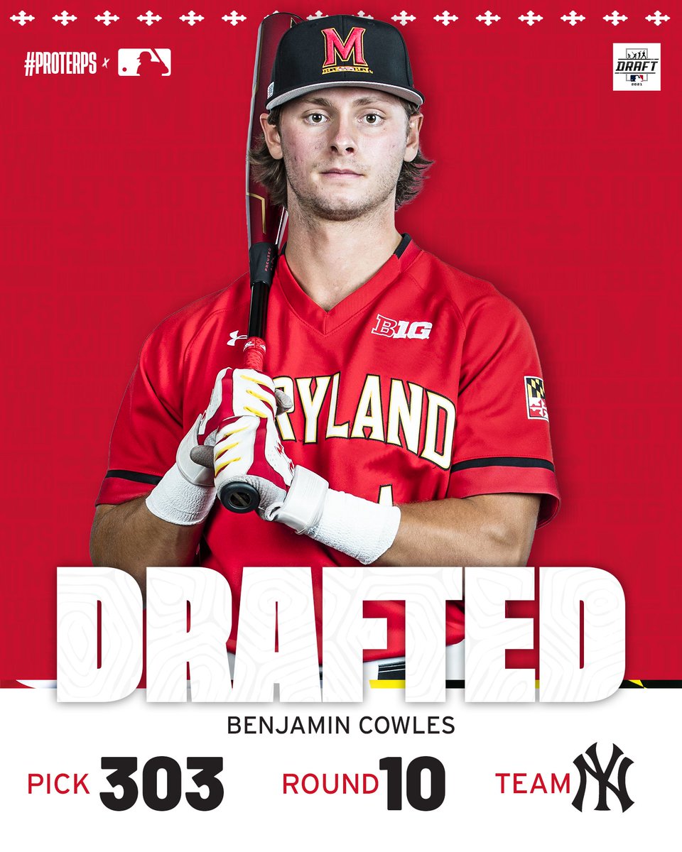 TerpsBaseball's tweet photo. BENNY TO THE BIG APPLE!

New York native @benjamin_cowles goes to the @Yankees in the 10th round!

#ProTerps https://t.co/umvWw94zAf