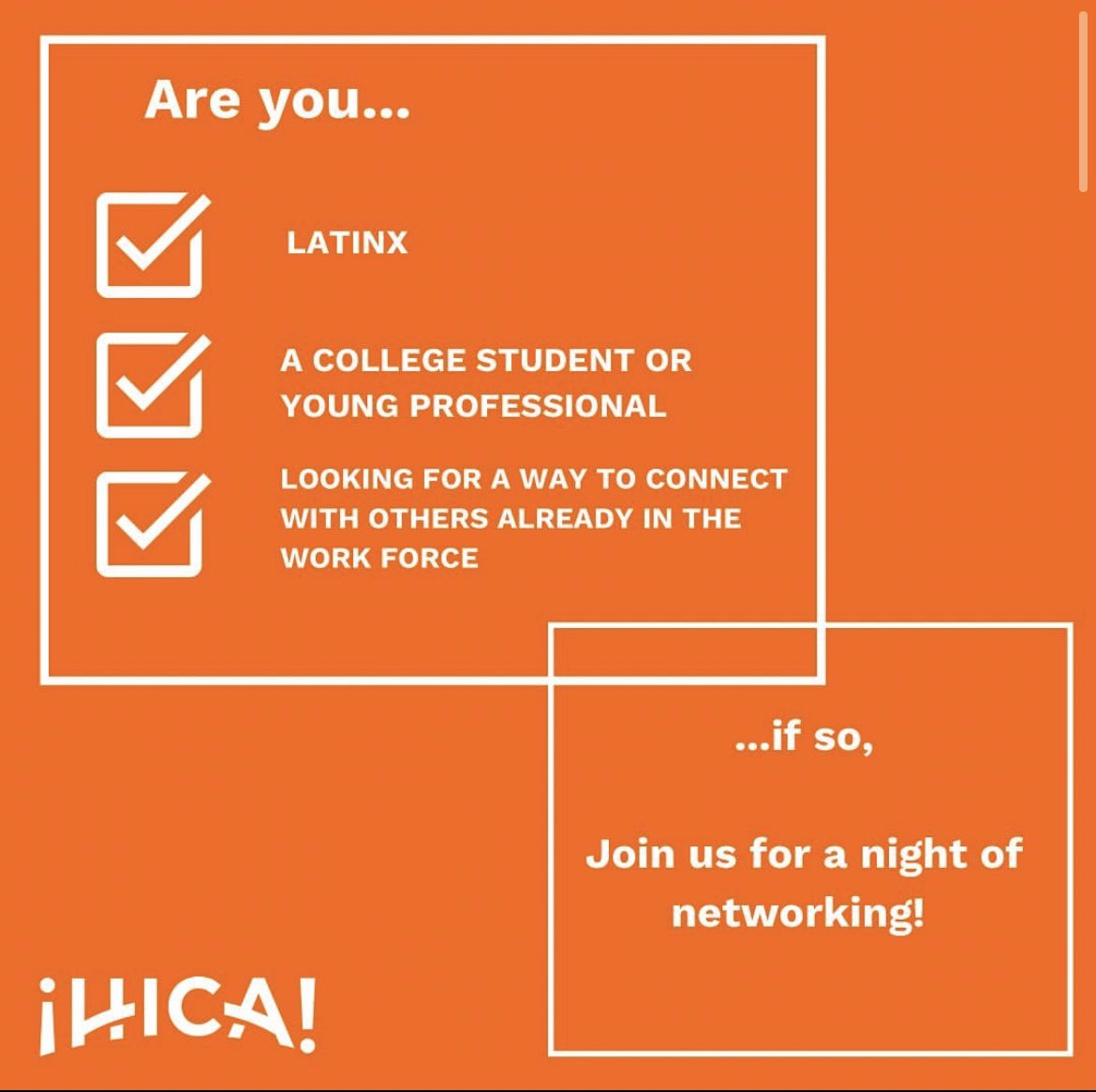HICA_Alabama's tweet photo. Conéctate Conmigo is a “speed dating” style networking night for Latino college students and up-and-coming young professionals to get to know other young professionals who are already in the work force. Ready to join us? Have more questions? Send us a DM. Link in our bio! https://t.co/ggcarZp1lP