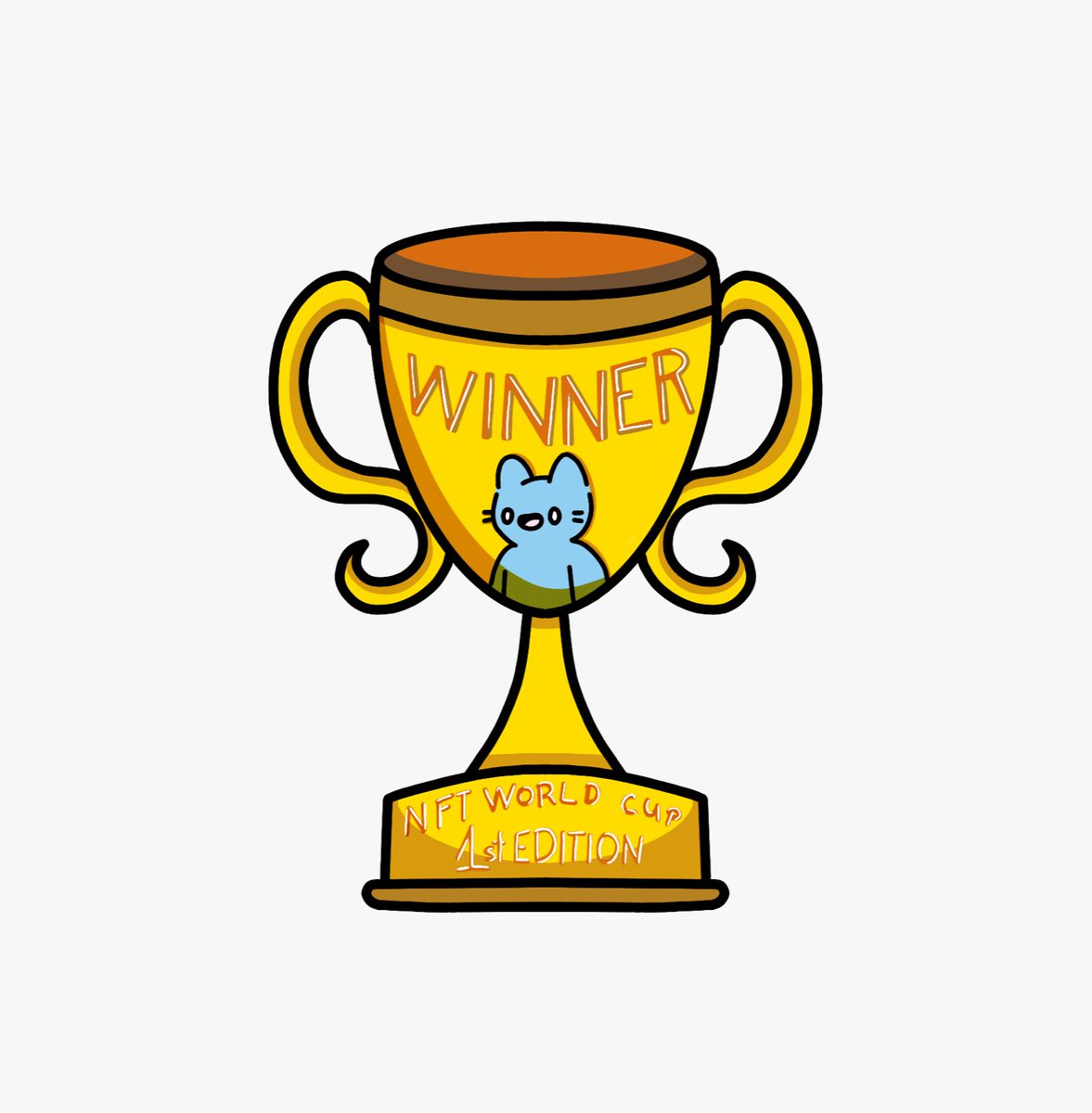 TheNotoriousWTF's tweet photo. #NFTWorldCup The thropy is with the winners @coolcatsnft! Art is not mine, so thanks again @PoDeMoDe for creating this! Thanks everybody that has participated and hope you had fun! :) https://t.co/QPkFqnPO0H