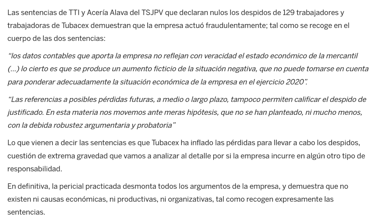lluisraeco's tweet photo. “los datos contables que aporta la empresa no reflejan con veracidad el estado económico de la mercantil" @tubace_xen @TubacexW https://t.co/LMZansMWYU @ELAsindikatua #ERE #CausaEconomica #ContabilidadCritica #EconomiaForense @EContables #TubacexBorrokan #TubacexKaleratzerikez https://t.co/B0Y8jGooWr