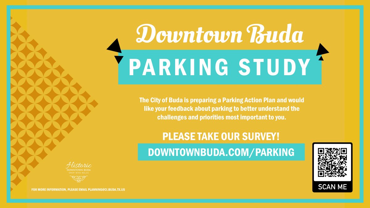 Let your voice be heard &amp; help us shape downtown Buda.  Take our parking survey now: downtownbuda.com/parking