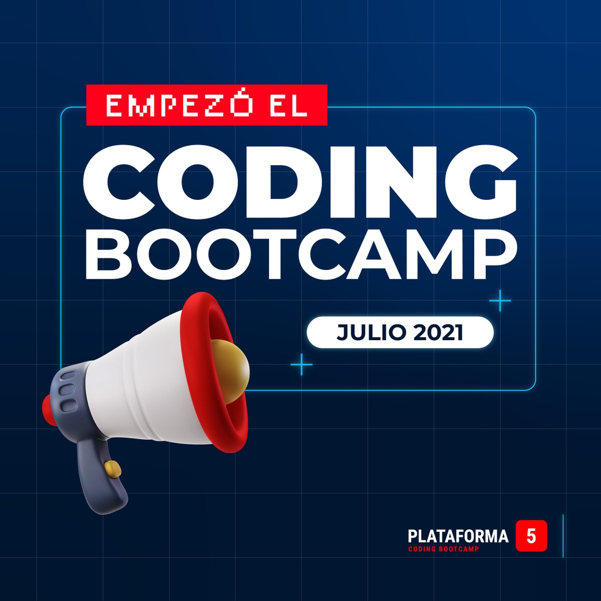 plataforma5la's tweet image. ¡EMPEZÓ EL CODING BOOTCAMP JULIO 2021!
Hoy empieza un Bootcamp especial, adicional al calendario habitual de P5. ¡Esto es inédito en nuestra historia y nos llena de entusiasmo!
#CodingSchool #CodingLife #CodingLovers #CodingBootcamp #AprenderProgramación #AprenderAProgramar