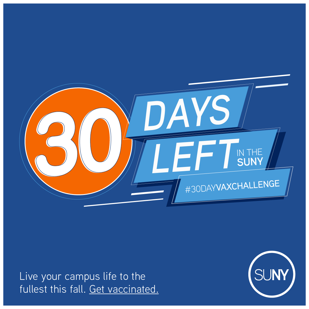 newpaltz's tweet photo. COVID-19 variants are gaining prevalence and unvaccinated individuals are most susceptible to serious illness and hospitalization. Time to get vaccinated for a full return this fall. 30 days left in SUNY’s #30DayVaxChallenge https://t.co/NZQ7oiNBZp #NPForward #NPsocial #NewPaltz https://t.co/WS518CT8Bz