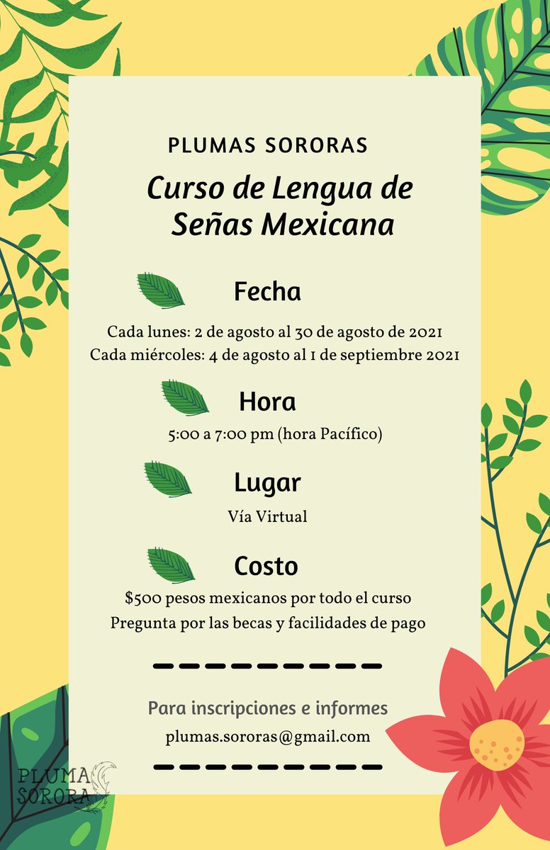PSororas's tweet photo. Laxs invitamos al curso de LSM (desde 0) 🤟.
➡️Dirigido a mujeres cis y trans que quieran empezar a aprender LSM / Repasar LSM.
📌Información sobre el curso, facilidades de pago y las becas con que contamos, mensaje a:
plumas.sororas@gmail.com
#cursoLSM #LSM   #proximocursodeLSM https://t.co/eRRAy4znlF