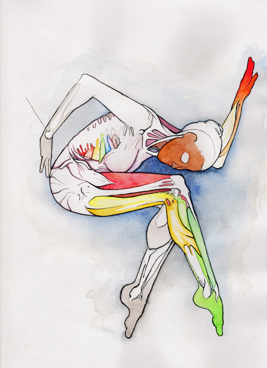 Walls, 9' (x) 12', watercolor and graphite on paper, 2016. #art #artwork #anatomyart #humananatomy #ballet #balletart #ballerina #femaleanatomy #abstractanatomy #dancerart #femaledancer #artoftheday #modernart #nyc #nycart #brooklyn #brooklynart #contemporaryart