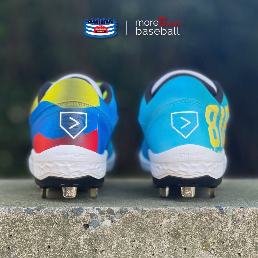 HOME RUN DERBY EDITION 💣⚾️

<a href="/SalvadorPerez15/">Salvador Perez</a> will be rocking these cleats which represent Venezuela 🇻🇪, Kansas City 🏙 and his 7 ASG appearances!

They will be auctioned off with all proceeds going to @mtb_org helping minor leaguers on their journey to the big leagues. #MTBKicks