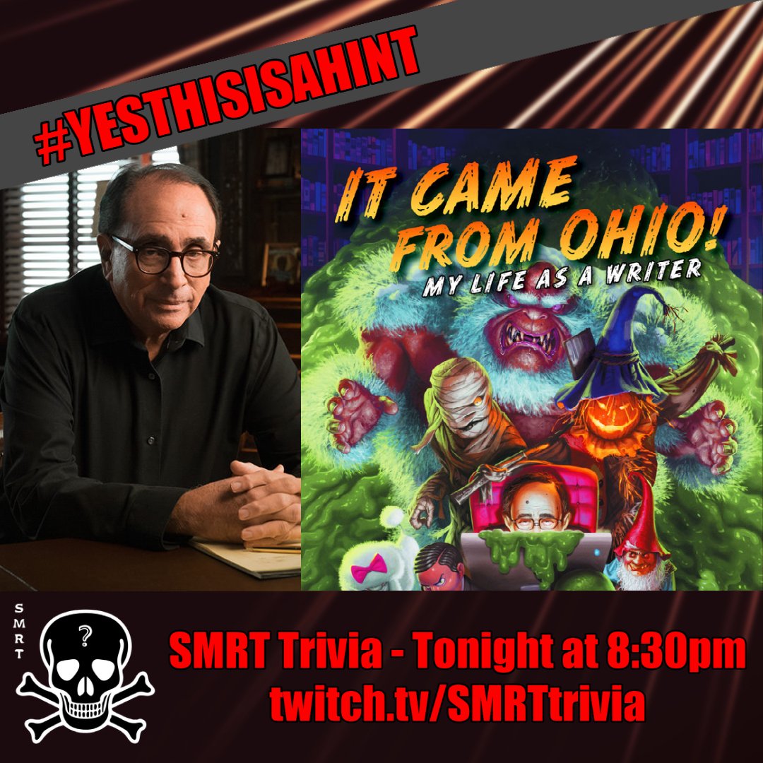 SMRTtrivia's tweet photo. First published in 1998, It Came from Ohio! is the autobiography written for children by author R. L. Stine, and #YESTHISISAHINT for tonight's Celebrity QuizMatch with @tinkerjeII & @djhopkinstwitch! Tune in at 8:30p EDT and play to win! #AreYouSMRTenough? https://t.co/Gsps07KlwO https://t.co/Vo9Eaeq0SA