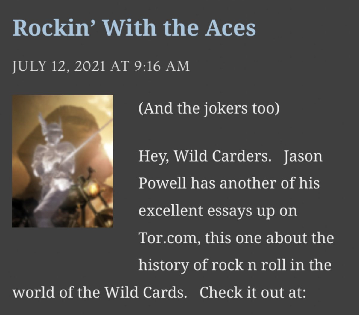 AltSchwiftX's tweet image. 10 years ago on this day, A Dance With Dragons was published and the wait for Winds began.
Today, George posted about Wild Cards lmao