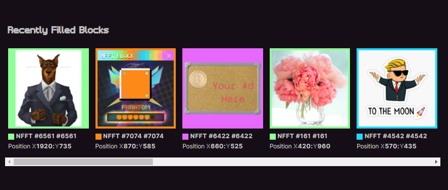 NFFTcom's tweet photo. These are some of the recently filled blocks. Claim your part of the blockverse! #NFFT #Blockverse #Ethereum #NFT https://t.co/A2HSnG8TeH https://t.co/LBaL5Mk791