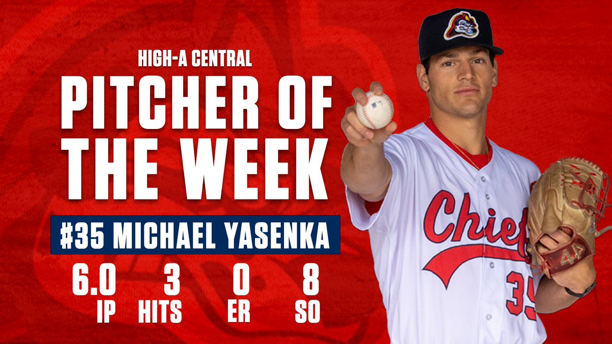 peoriachiefs's tweet photo. Congrats to @Michael_YaSenka for being named High-A Central Pitcher of the Week!

#SoundTheAlarm https://t.co/bc4KIotfDS