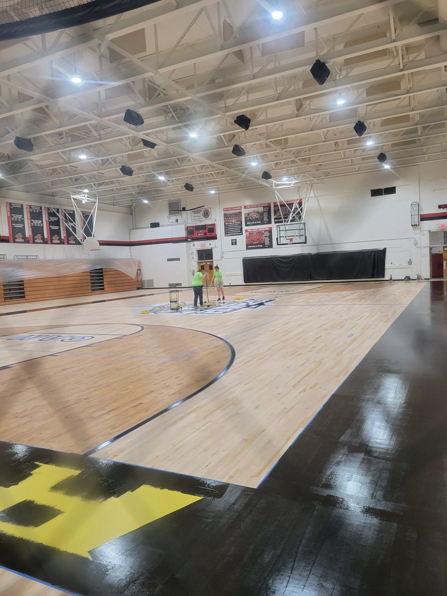 We will have a few changes for our students upon their return....

A sneak peek at our new gym floor (yellow is not the color it will be).

#IAGDTBAR  #RaiderStrong
