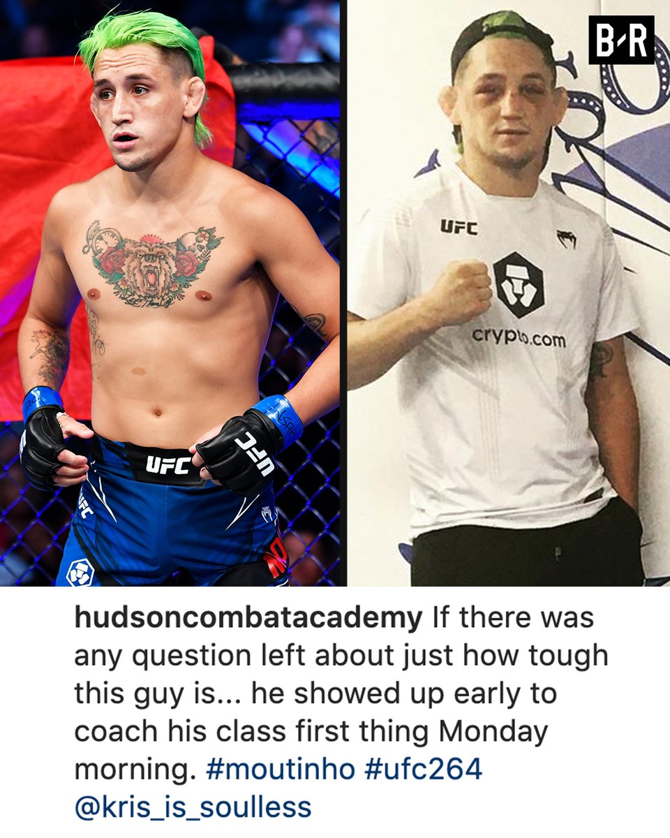 BleacherReport's tweet photo. Just two days after his fight at #UFC264, Kris Moutinho was back in the gym to teach classes ✊

(via @CombatHudson) https://t.co/tHsPO22DHd