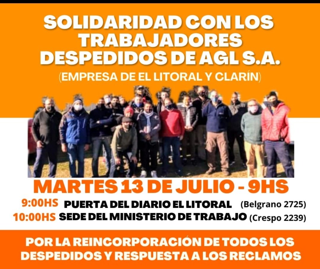 #Hoy #Clarin Reincorporación YA de lxs trabajadorxs despedidos <a href="/SantaFeTrabajo/">Ministerio de Trabajo, Empleo y Seguridad Social</a> <a href="/omarperotti/">Omar Perotti</a> @JuanPusineri <a href="/graficaslitoral/">Graficas del litoral</a>