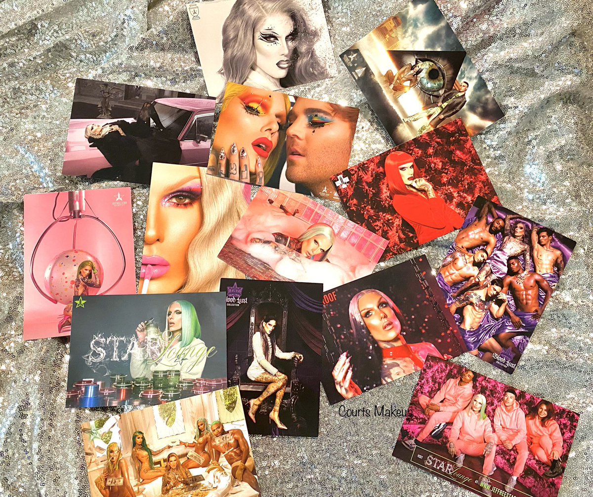 courts_makeup1's tweet photo. Day 364 of #365daysofjsc ! I’ve collected some @JeffreeStar post cards since 2019! I love displaying them in my beauty room! #jeffreestar #jeffreestarcosmetics #jsc #jeffreestarapproved #jeffreestarobsessed #jeffreestaraddict https://t.co/ha0N1h7h5P