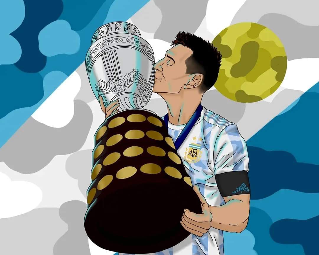 Argentina campeón de la Copa América 2021. Espectacular dibujo de mi hijo  Bruno en tableta digital 👏👏 #HayTalento #VamosArgentina 🇦🇷, image size:1080x864