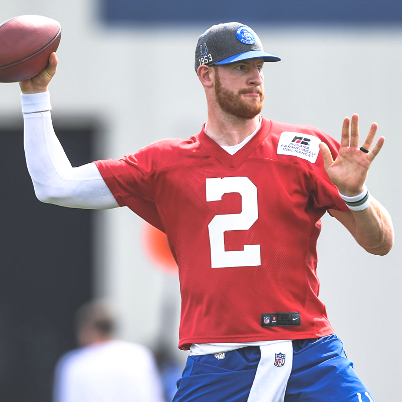 Colts's tweet photo. ➡️ Carson Wentz building chemistry
➡️ QB2 competition

#ColtsCamp Preview: QBs
