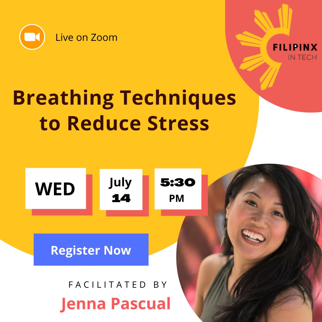 Join us on Wed, 7/14 to learn breathing strategies to help reduce stress and improve overall wellness. 

In this workshop, you will learn breathing techniques 
RSVP here: bit.ly/3kaw6d6