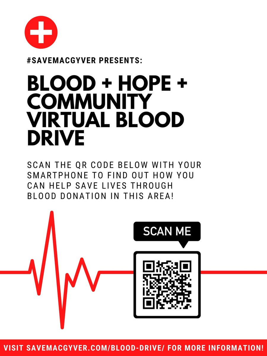 WritesMom's tweet photo. #MondayVibes is helping us to spread the word! A virtual worldwide blood drive! Information can be found here: https://t.co/9R4vziUEsP
We would love #FandomSupport from all over, and hope that more people will help us #SpreadLove and #SaveLives
#GiveBackSaveMac #SaveMacGyver https://t.co/A24Z6ZXuaa