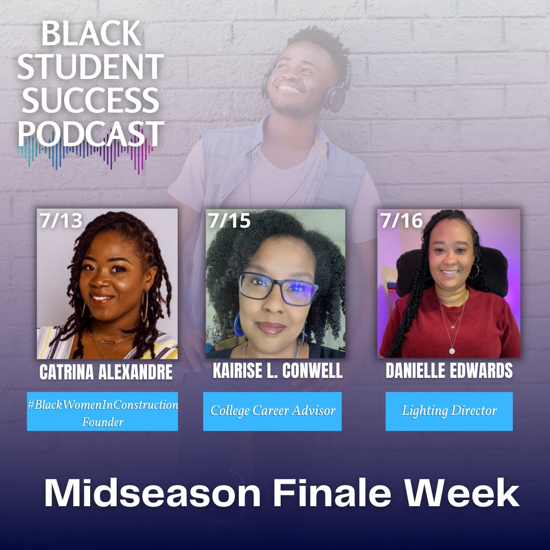Inquire_Higher's tweet photo. Midseason Finale Week!

Tuesday 7/13
Catrina Alexandre
#blackwomeninconstruction Founder

Thursday 7/15
Kairise L. Conwell
College Career Advisor

Friday 7/16
Danielle Edwards
Lighting Director

🎬 Catch them on YouTube and all podcast streaming services! https://t.co/etL2K5laRG