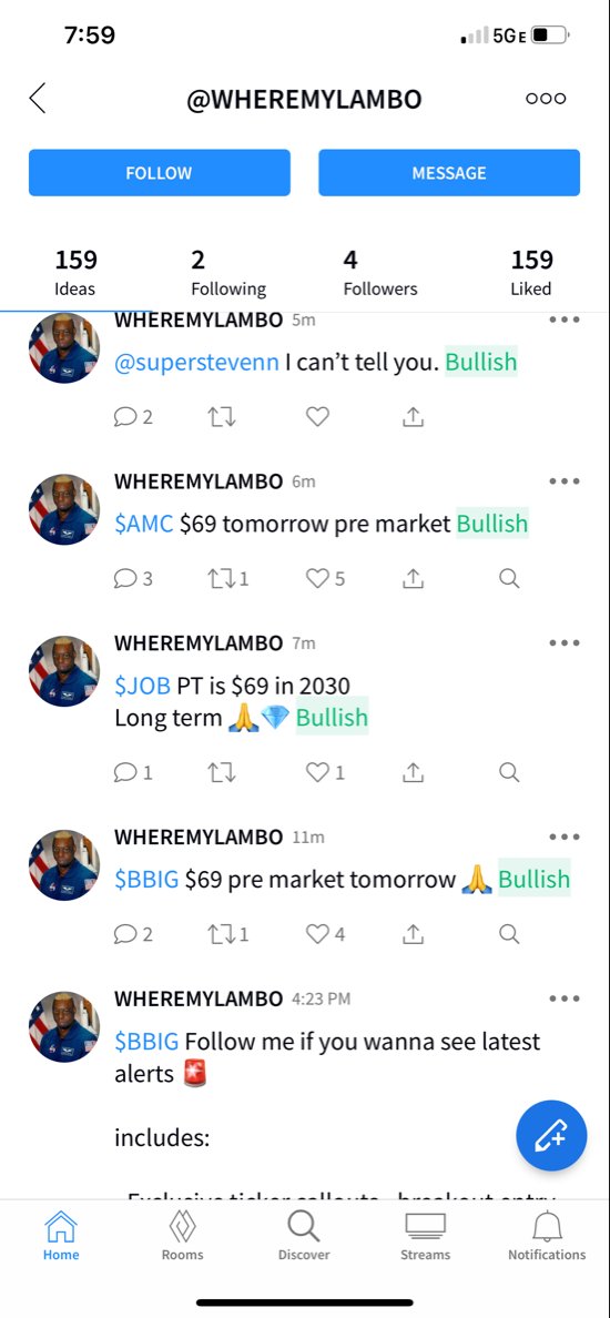 Tbwldr28's tweet photo. @WHEREMYLAMBO I thought you might’ve had some inside information. But it looks like that’s your prediction for all your stocks. Lol. Hopefully you are right anyway. https://t.co/Pk8rHd9D9u
