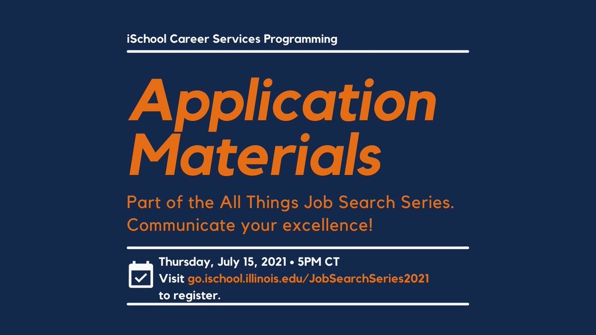 Talk to us about resumes and cover letters this Thursday! 

Have a copy of your resume on hand so you can make edits as we go! 

Register here: illinois.zoom.us/meeting/regist…