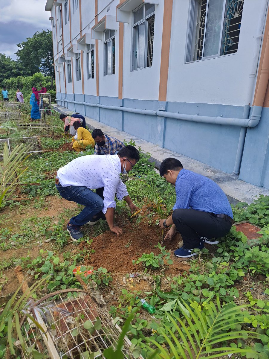 Planting saplings in the office premises of SDM's office, Jampuijala as a part of State Government's declaration "Planting of 21000 saplings in 2 minutes."