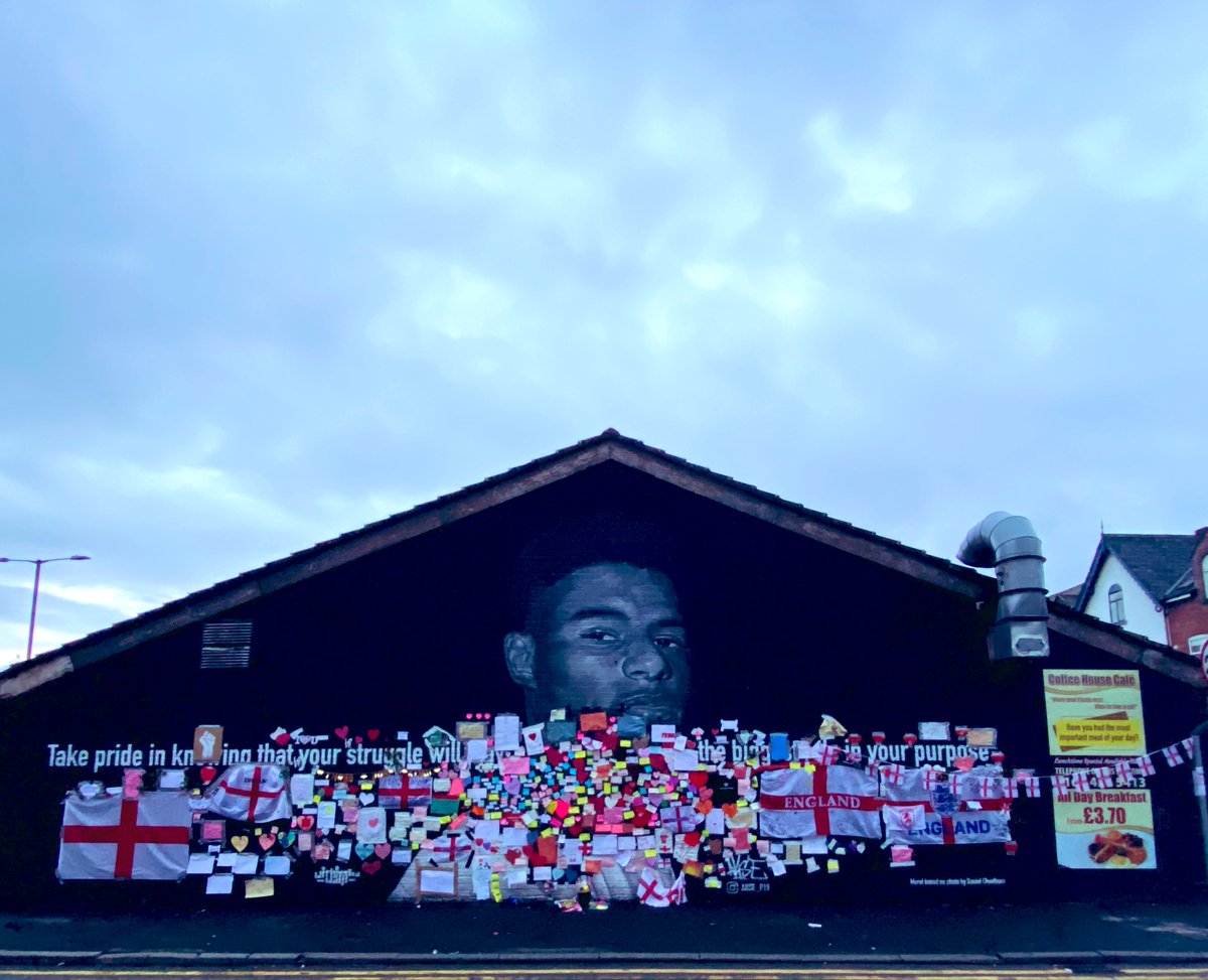 thisisalexjames's tweet photo. Stopped at the Marcus mural on the way to @XSManchester this morning and think it’s safe to say Manchester has his back 🙌 https://t.co/ujYKRDnaYB