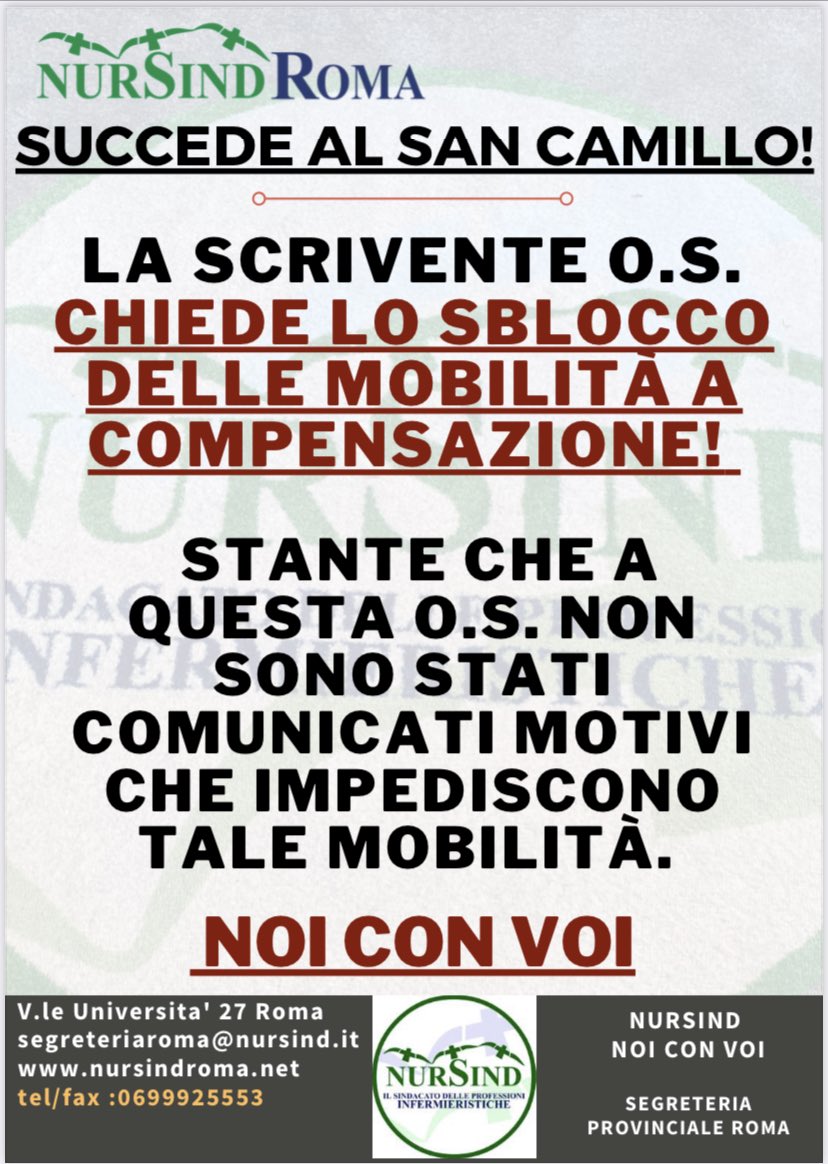 PiccariRaffaele's tweet photo. Si alla mobilità!
#nursindsancamillo  #nursindroma  #mobilita’ #daje  #noiconvoi  #nursind  #costruismoituoidiritti  #nurse #assunzionisubito #fuoridalcoro  #noicisiamo  #regionelazio  #rispetto https://t.co/AmEEYUFXZc