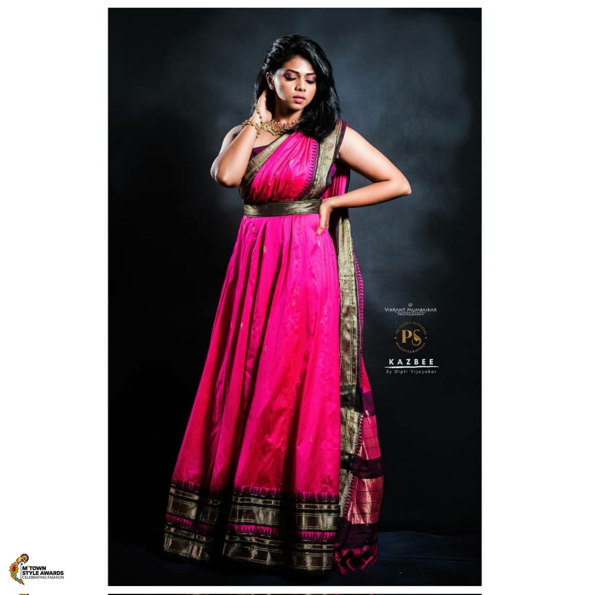 M Town Style Awards on X Gorgeous saree with a twist RutujaBagwe Looking Pretty in pink in wearing designer kazbee pink saree gown. tuesdayvibe traditionaltuesday saree gown style https t N8TszHsl2...