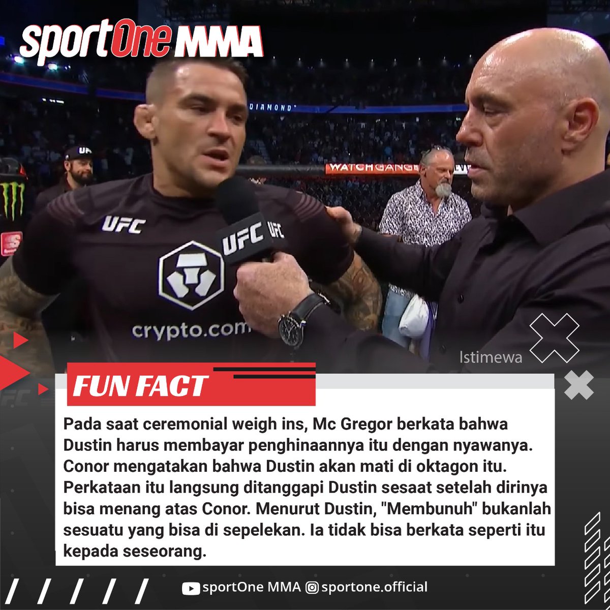 tvOneNews's tweet photo. Perkataan Conor Mc Gregor langsung dibungkam oleh The Diamond Poirier. Menurutnya, kata “Membubuh” bukan suatu hal yang bisa di sepelekan. #sportOneMMA #sportOneFunFact https://t.co/SBT2aeXG2F