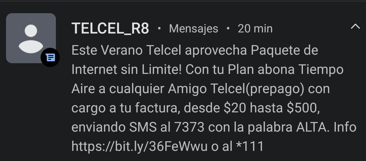 RubenAlamina's tweet photo. @Telcel Nunca me he dado de alta para recibir estos mensajes y empecé a recibirlos hace unos días. Pueden dejar de enviarlos por favor? Gracias. https://t.co/p6bkPHgm5K