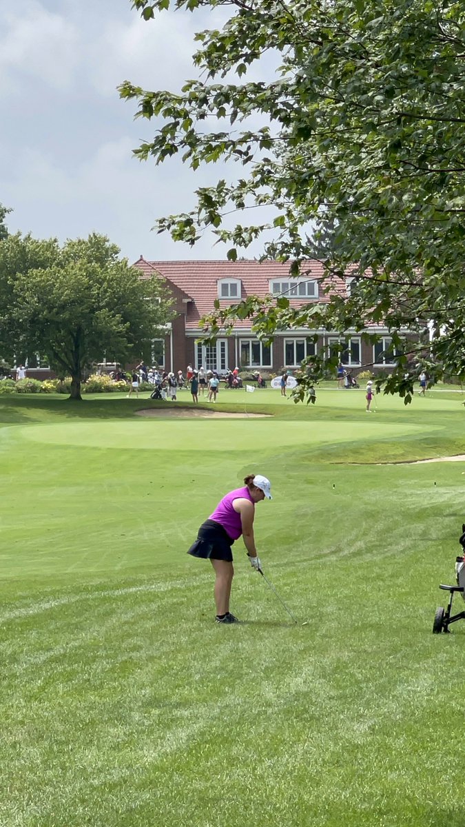 DarciFosnot's tweet photo. Meg tied for 2nd place after day 1 of the Girls Indiana State Championship.  Back at it again tomorrow for round 2!  Having some fun this summer!! https://t.co/Ww0AjRUpsZ