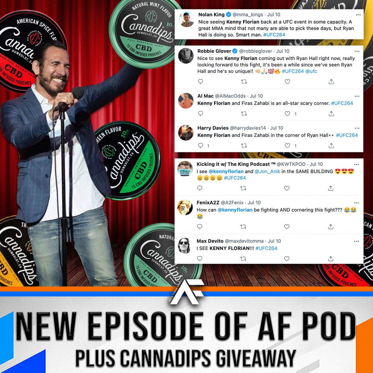AnikFlorianPod's tweet photo. Insane Giveaway from our new partners @Cannadips the most badass dip alternative on the market with CBD.
2 Winners each win 20 Cans, a hat, and a @Jon_Anik & @kennyflorian shirt! ($225+ prize per winner)
Entry is Easy
1.) ReTweet this
2.) Follow @Cannadips on Twitter https://t.co/svJt66P747