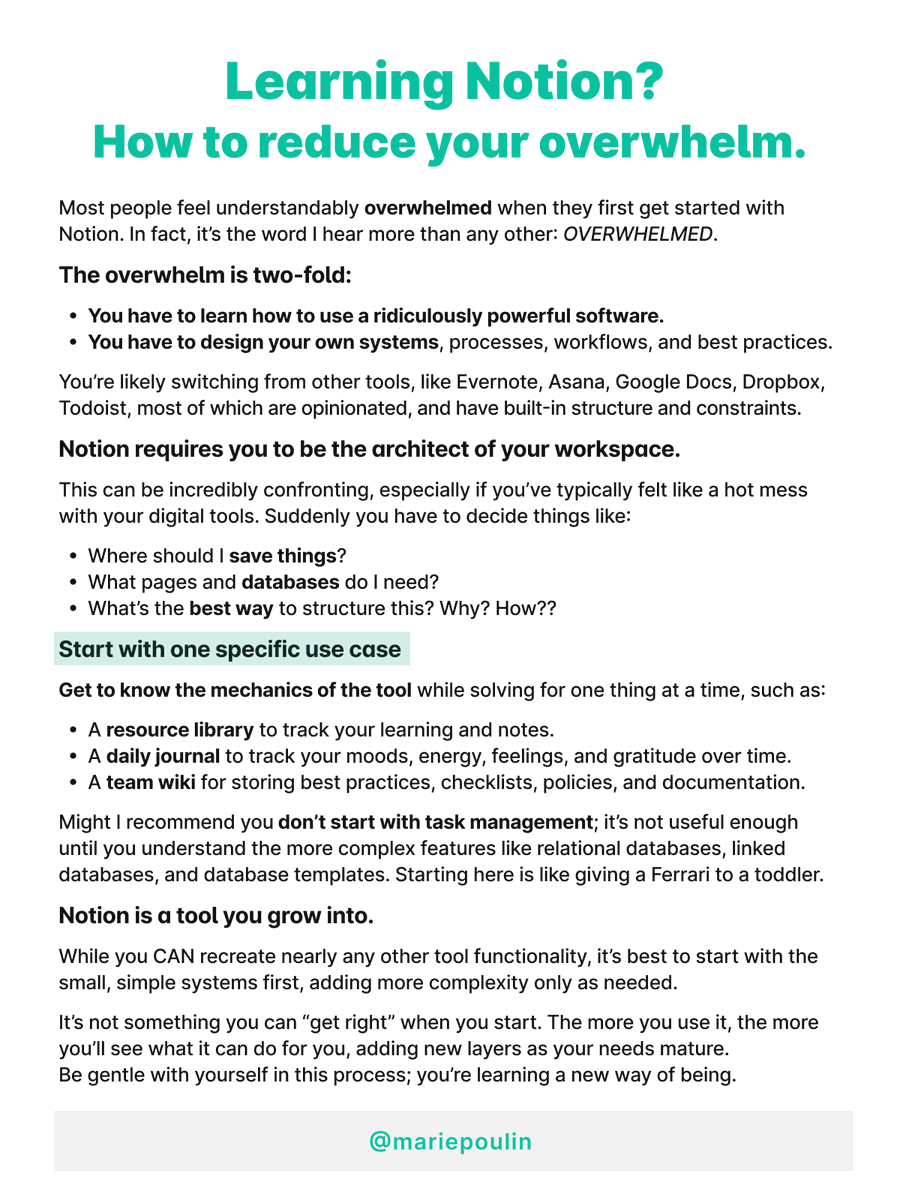 Just starting to learn how to use <a href="/NotionHQ/">Notion</a>? 
Here's how to make it less overwhelming: