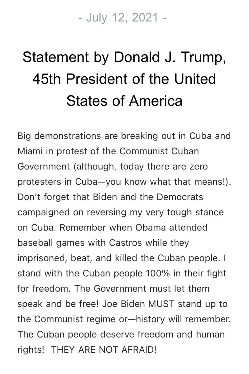 RSBNetwork's tweet photo. Statement by Donald J. Trump, 45th President of the United States of America https://t.co/H1x1AhkpIb