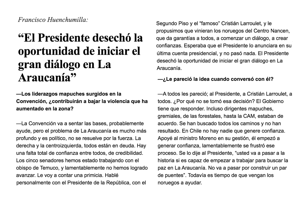 pcayuqueo's tweet photo. Ningún candidato de derecha plantea la opción de diálogo político (mediación, proceso de paz) para intentar abordar el conflicto. Piñera se farreó la posibilidad de mediación noruega y estos cuatro van por el mismo camino #DebateChileVamos https://t.co/9iSvw6QXRV