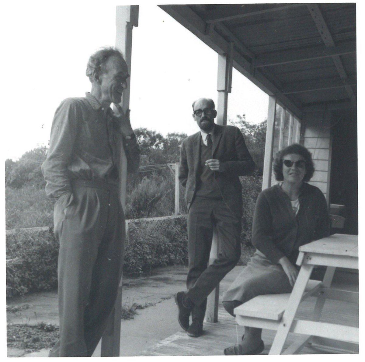 StephenClarkeNZ's tweet photo. @allanrob9 Not sure, Charles Brasch not partaking in smoking here with C K Stead and I cannot recall seeing a photo of him smoking. He was exempted from army service because of slight emphysema – caused by or reason not to smoke? https://t.co/VH4v6Cz9AR