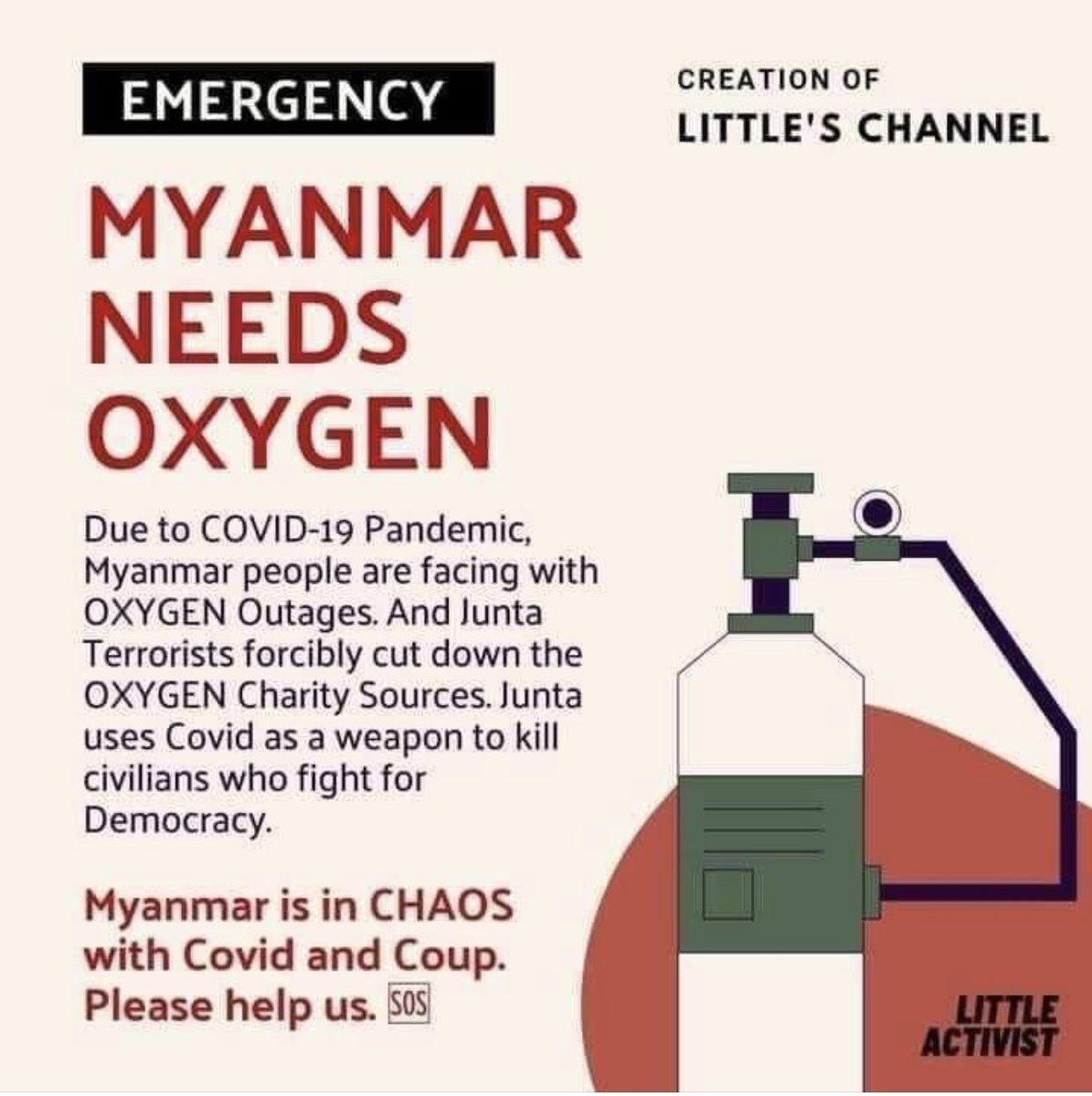 Myanmar needs Oxygen. #MyanmarNeedsO2  #CrimesAgainstHumanity #WhatsHappeningInMyanmar