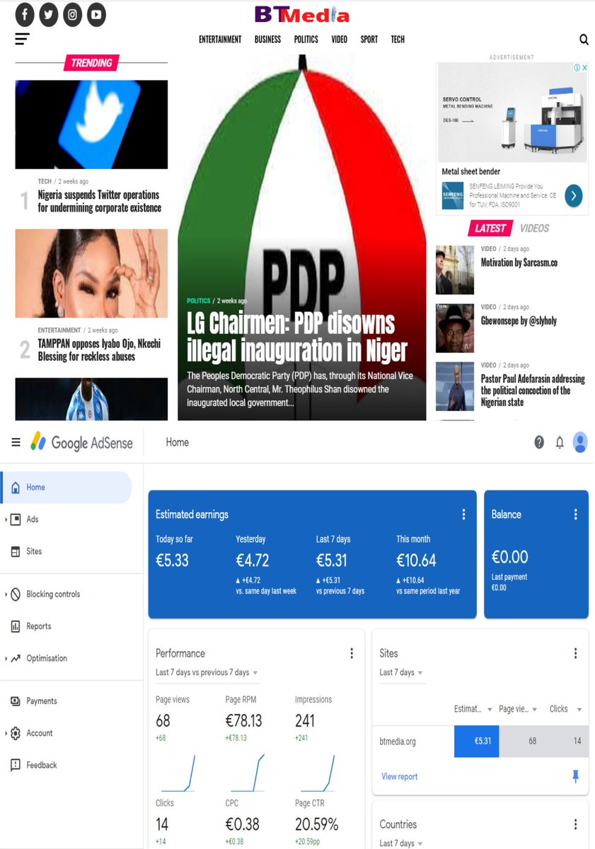 emmandipo's tweet photo. #AdSense verified #NewsBlog setup in 30 days

We're happy, at #OlemEdge, to inform you that we've helped one of our clients to set up his news blog with verification for Google AdSense - all under one month.

The client is already having estimated earnings. https://t.co/e0bKItRG9Y