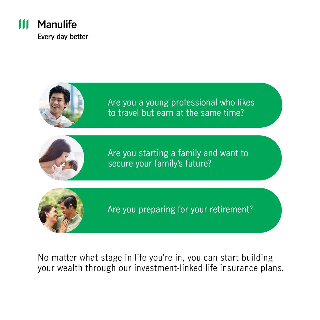 ManulifePH's tweet image. Are you just staring out? Taking care of a growing family? Or getting ready to retire? No matter what stage in life you are in, we’ve got an investment-linked life insurance plan for you. 

Learn more at: ow.ly/YNhO50FuDg5 
#ManulifeEverydaybetter #variablelife #vul