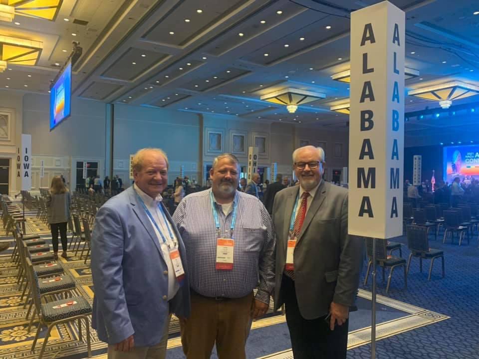 Proud to represent Alabama at the NACo Annual Meeting in Maryland. Commission Chairman Ray Long, Limestone Commission Chairman Collin Daly, and Commissioner Randy Vest wait for the voting to begin.