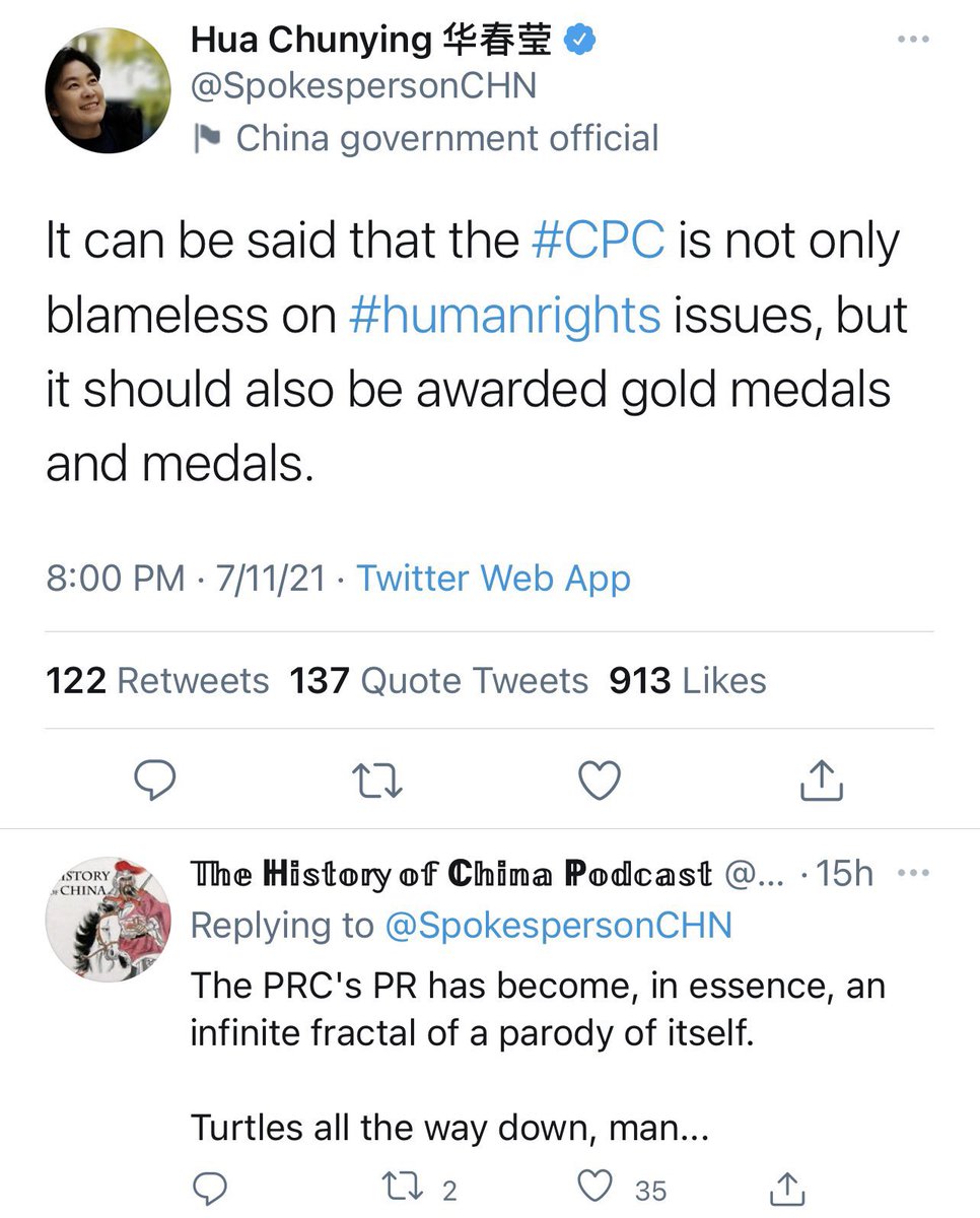 方舟子on Twitter 原来华战狼发的英文推文是用 谷歌翻译 翻译外交部副部长乐玉成的话 不做修改就发出来 难怪看着怪怪的 真是丢南京大学英语系的脸