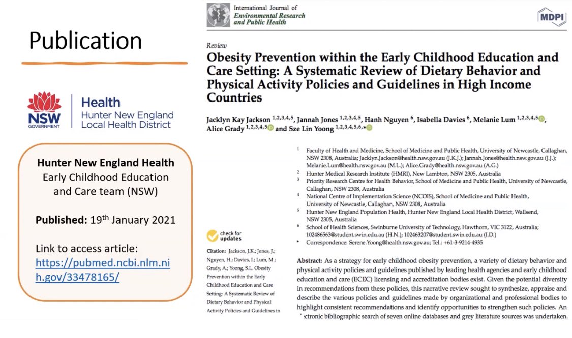 Another stellar presentation from a #swindietetics student on a synthesis of #ecec #pa and #nutrition policies internationally at #DA2021 . Many recommendations align with empirical evidence however there was limited focus in these documents on #dissemination and #implementation.