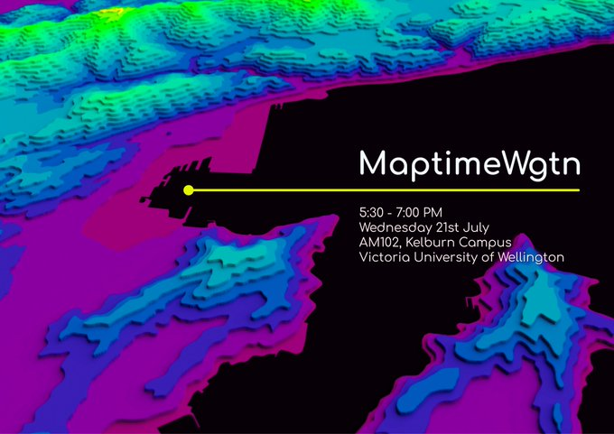 GISTspace's tweet photo. Come along to the next #MaptimeWgtn event - July 21st (Wed) 5.30pm Victoria University Kelburn campus @WellingtonUni
tickets and details here: https://t.co/D76JkkixZr https://t.co/hCdYvA7z2O