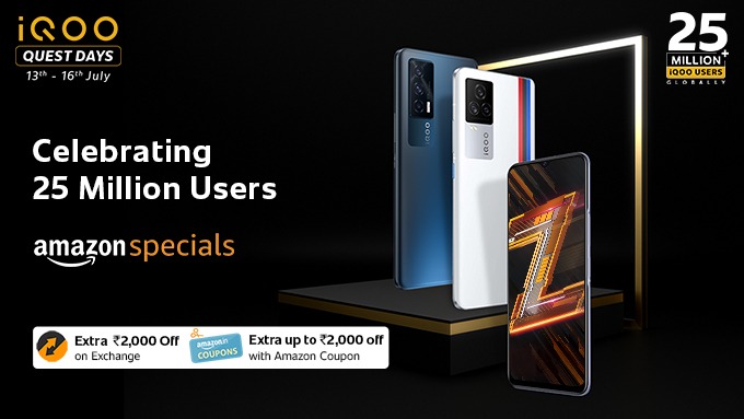 We have 25 Million iQOO users globally and it’s time to celebrate!
Come celebrate with us, as we bring you iQOO Quest Days!
You can avail amazing offers on #iQOO7Series and #iQOOZ3.
Buy now on Amazon: https://t.co/2ivXql81vX
#iQOODays #iQOO https://t.co/Desr7s8IEB