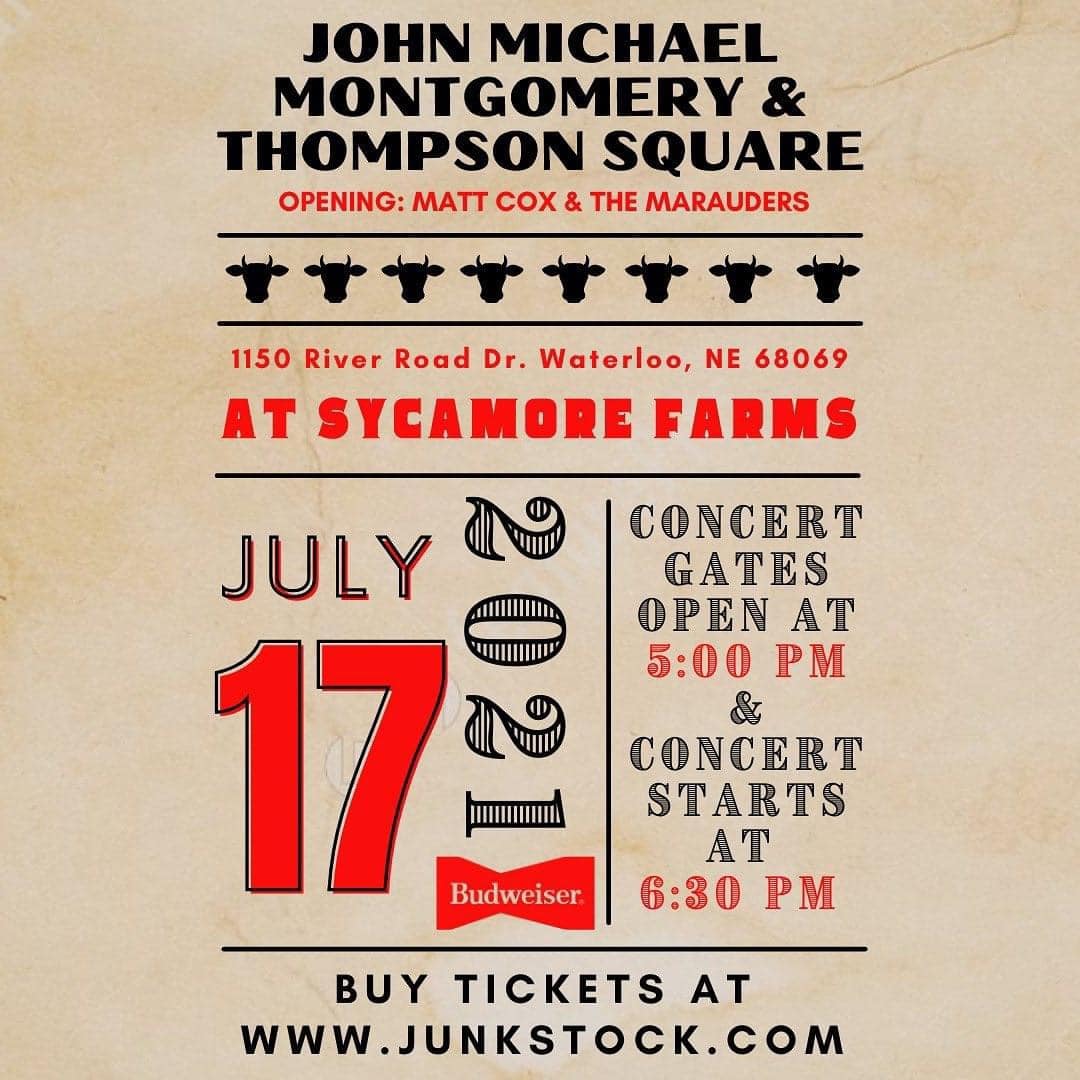 E3MusicMgmt's tweet photo. #MattCox w/ John Michael Montgomery &amp; @thompsonsquare at the #douglascountyfair this Saturday @junkstockomaha #sycamorefarms

#mattcox #marauders #mattcoxmusic #singersongwriter #folkmusic #countrymusic #countryblues #americana #americanamusic #originalmusic #DIYmusician https://t.co/0PRaW7lnLL